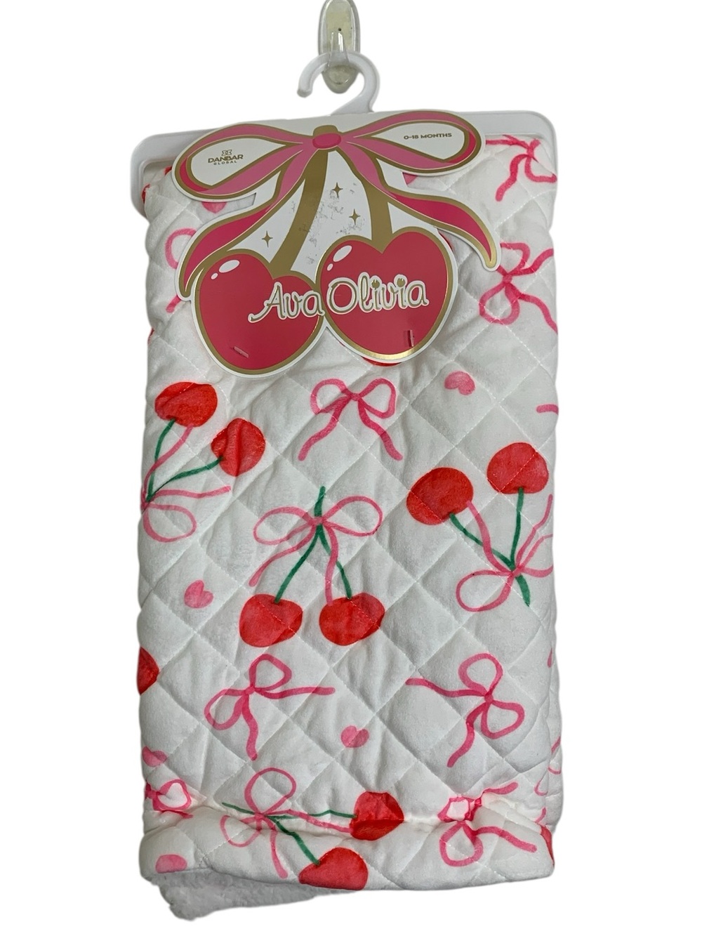 NEW Ava Olivia Baby Blanket Cherries and Bows